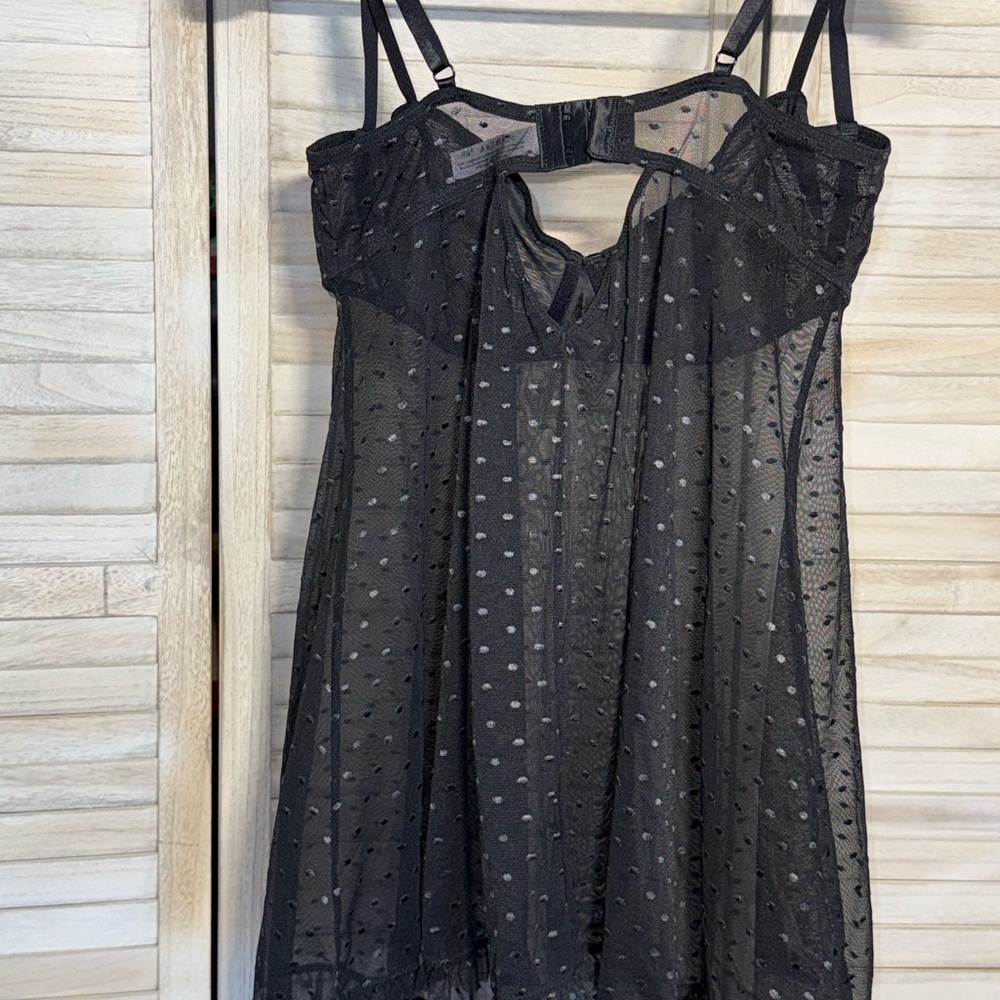 Adore Me Black Sheer Aubrey Unlined Babydoll - Picture 3 of 5